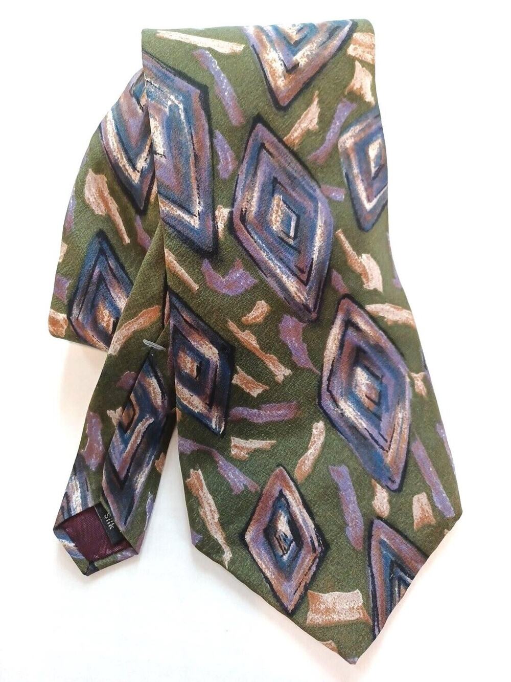 VTG Courreges Homme Men's Italian Silk Green Purple Necktie 55 3/4"x4 USA